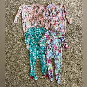 Set of 5 Posh Peanut Ruffled Zipper Footies - Size 6-9 Months